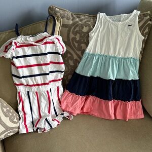 Vineyard Vines Kids Dress in White, Pink, and Blue